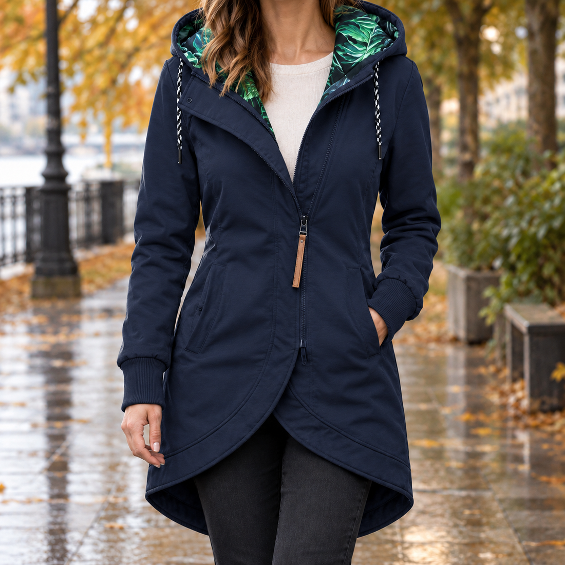 Sabina Hooded Jacket - Navy Blue