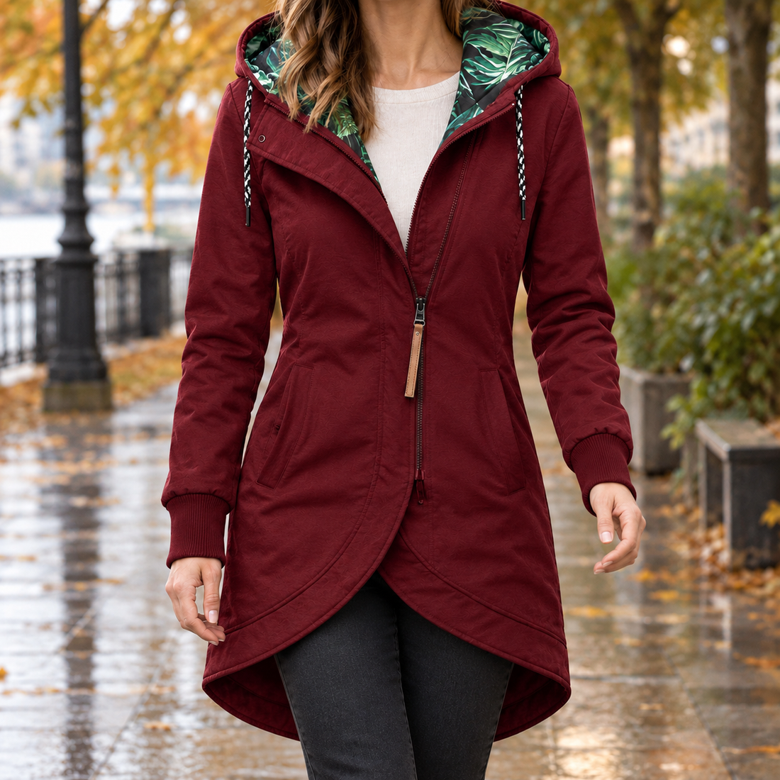 Sabina Hooded Jacket - Wine Red