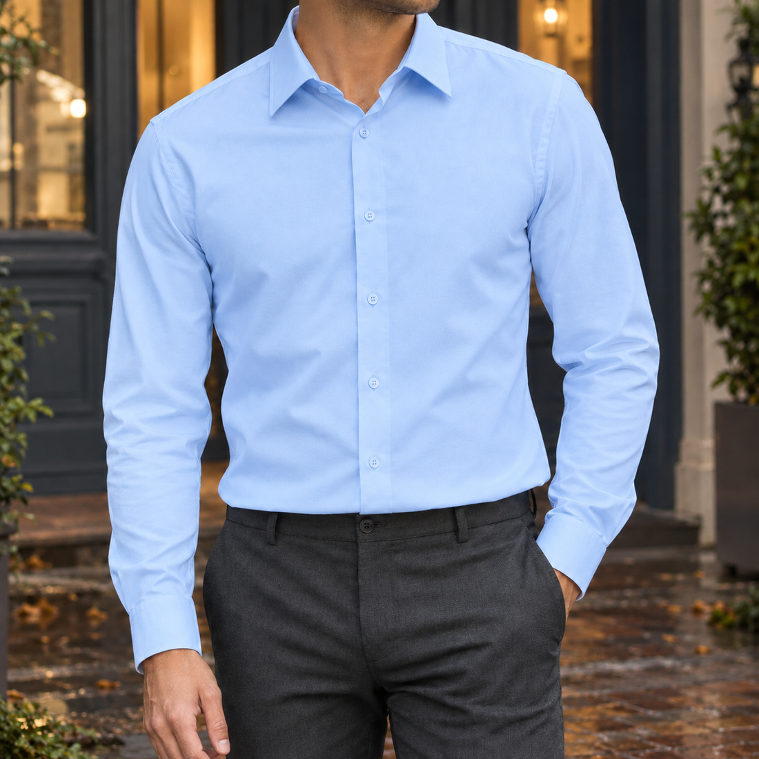 Jocelyn Fitted Shirt - Sky Blue