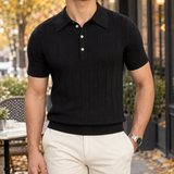 Emilio Ribbed Polo Sweater - Black