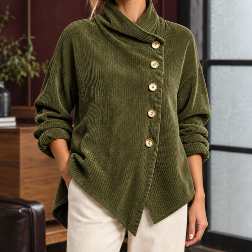 Camille Cowl Neck Top - Army Green