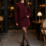 Leonie Relaxed Knit Set - Deep Red