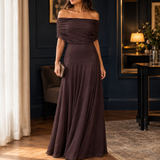 Solange Off-Shoulder Dress - Chocolate Brown