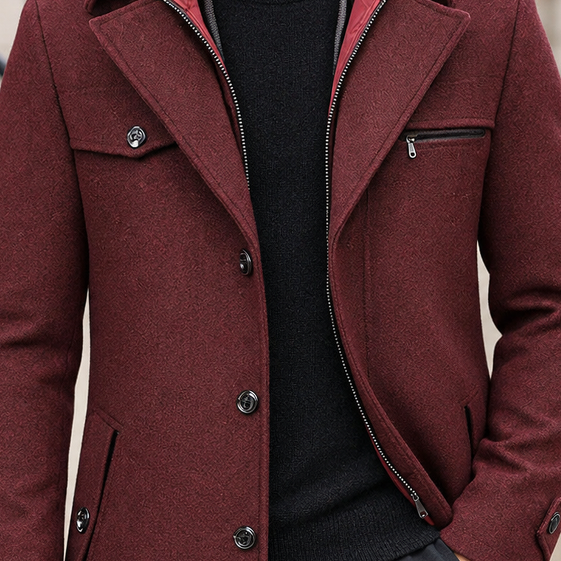 Florian Double Collar Coat - Lead Product Detail