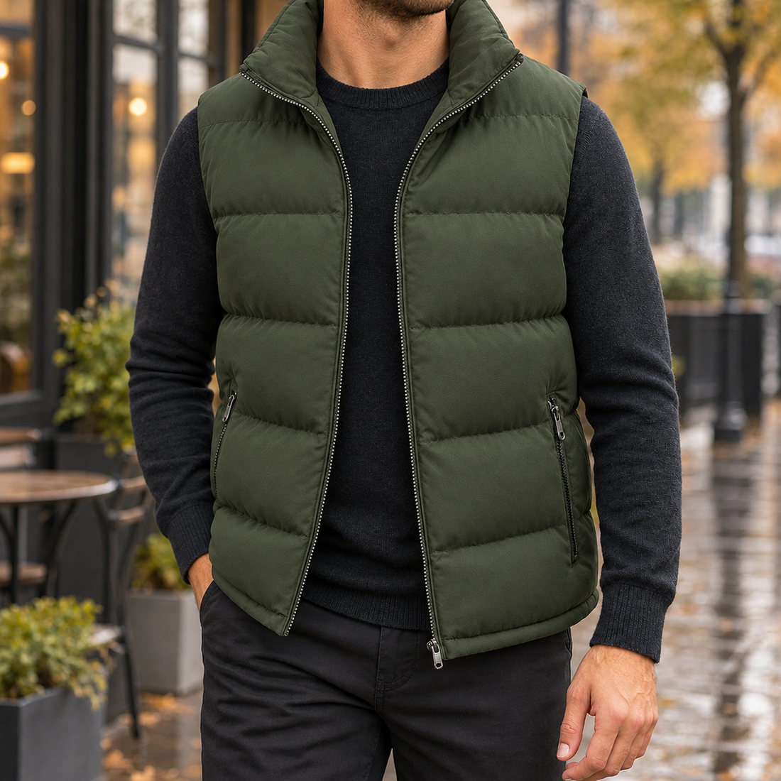 Dario Puffer Vest - Army Green