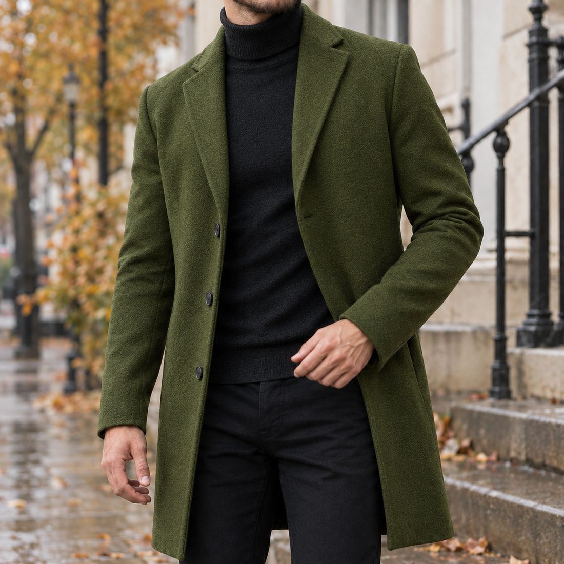 Conrad Wool Overcoat - Military Green