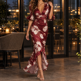 Petra Ruched Maxi Dress - Red
