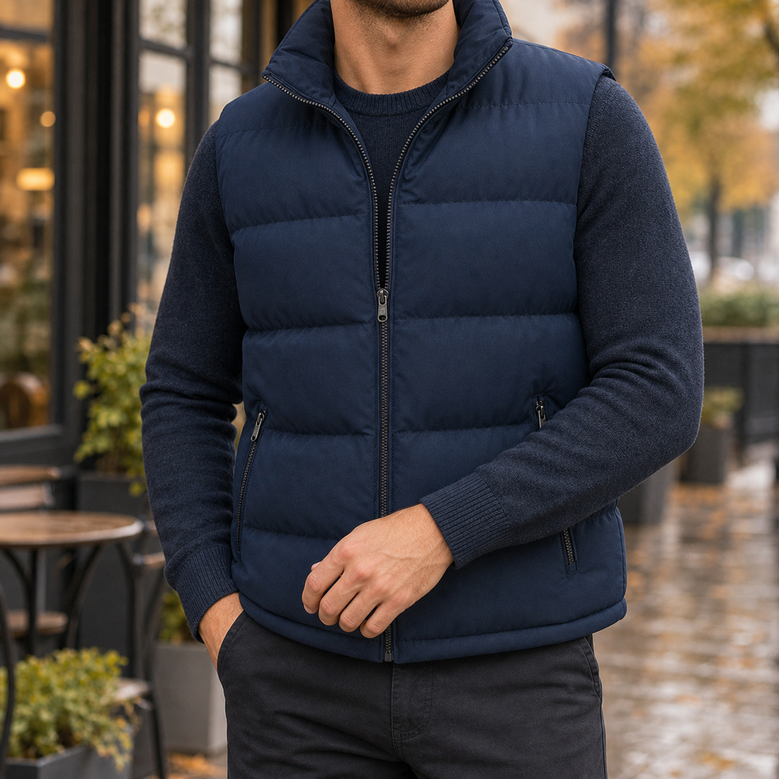 Dario Puffer Vest - Dark Blue