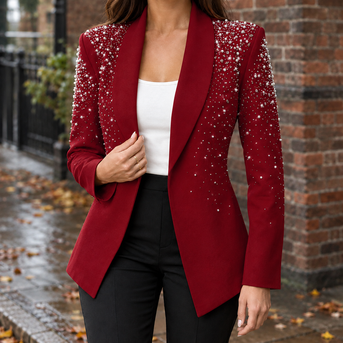 Belinda Embellished Blazer - Wine Red