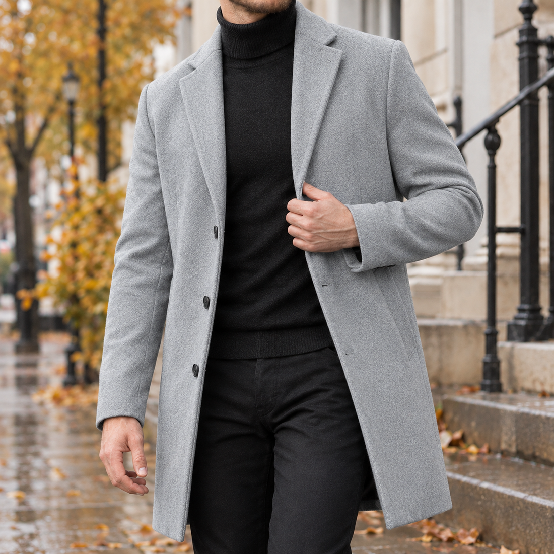 Conrad Wool Overcoat - Light Gray