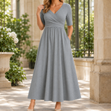 Savannah Wrap Maxi Dress - Gray