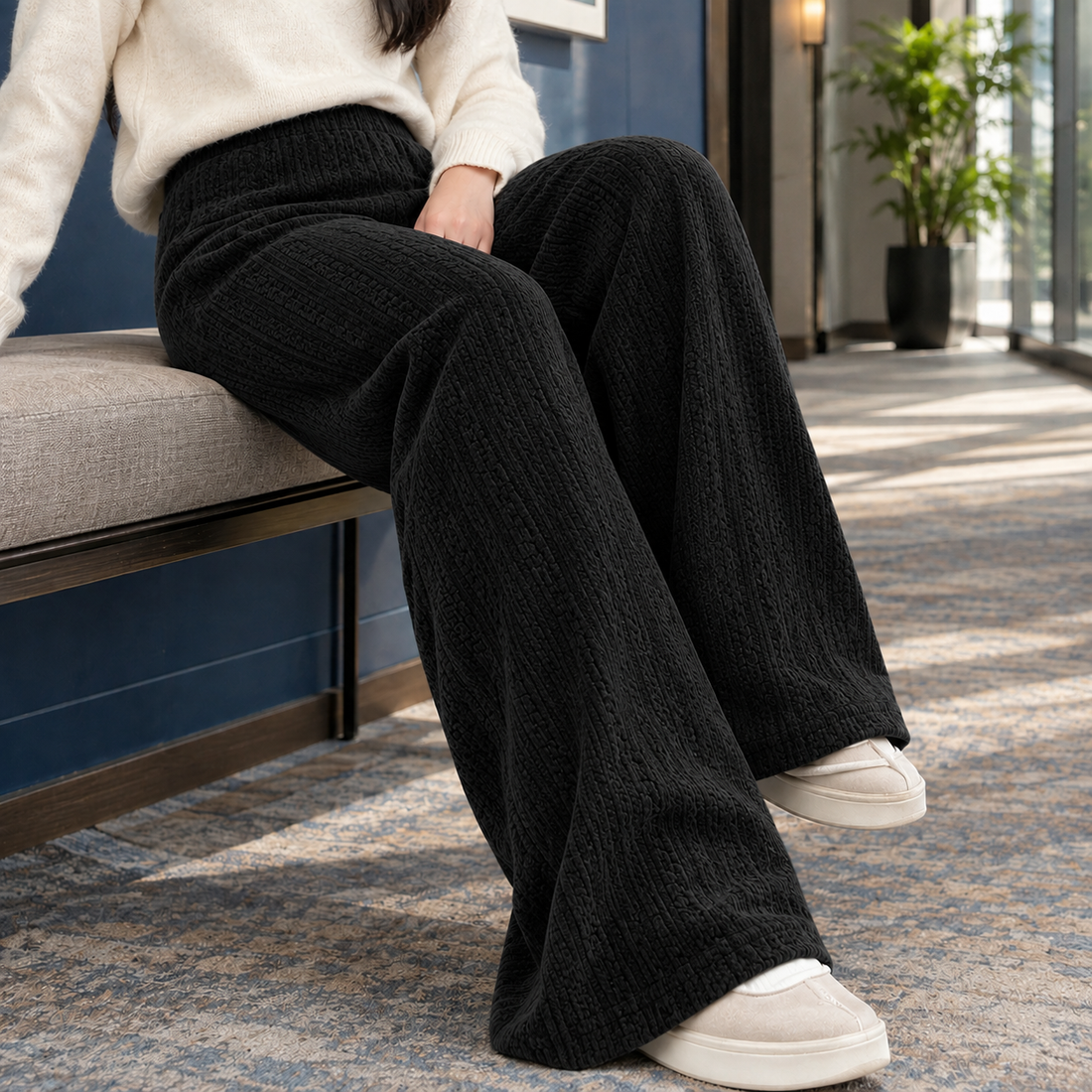 Noelle Wide Leg Pants - Black