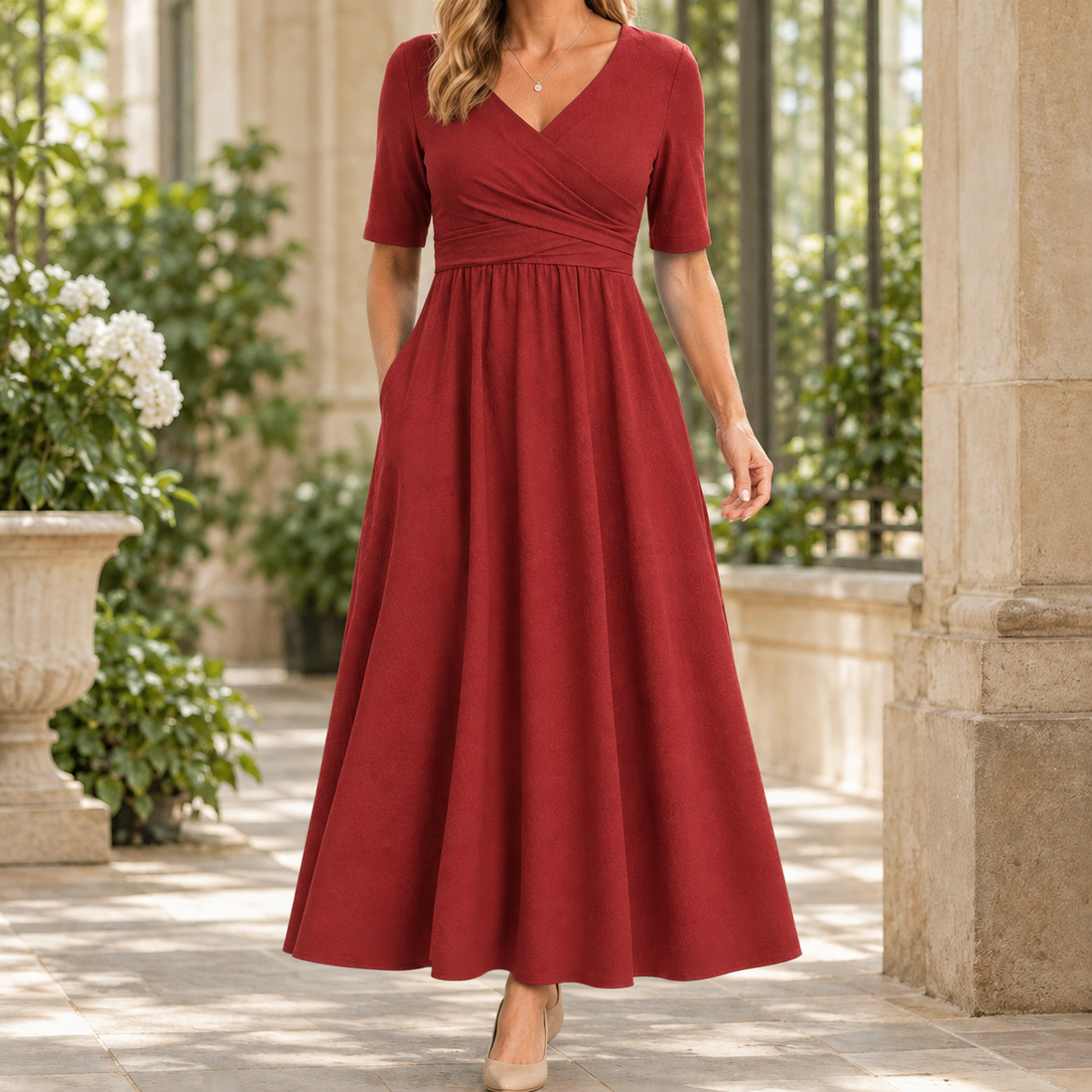 Savannah Wrap Maxi Dress - Red