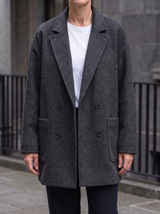 Robin Double-Breasted Wool-Blend Coat in Dark Gray - front view